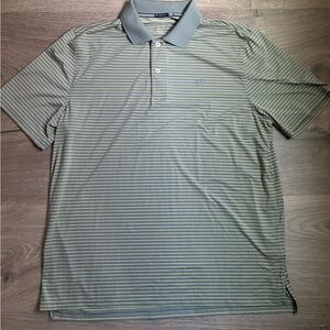 Southern Tide Tide to Trail Striped Performance Polo Shirt - Light Gray/Yellow